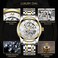 A ALPS Men&rsquo;s Watch Black Mechanical Stainless Steel Skeleton Waterproof Automatic Self-Winding Roman Numerals Diamond Dial Wrist Watch.