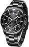 BIDEN Mens Watches Chronograph Stainless Steel Waterproof Date Analog Quartz Watch Business Casual Fashion Wrist Watches for Men.