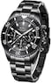 BIDEN Mens Watches Chronograph Stainless Steel Waterproof Date Analog Quartz Watch Business Casual Fashion Wrist Watches for Men.