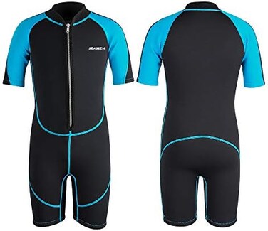 Seaskin Kids Wetsuit for Boys Girls Toddlers, 2mm Shorty Diving Suits Front Zipper 3mm Full Suits Back Zip Wet Suits Neoprene Thermal Swimsuits Keep Warm for Diving Surfing Swim Lessons.