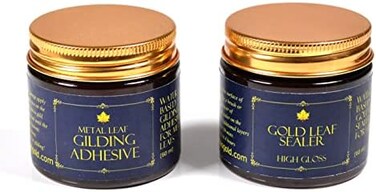Barnabas Blattgold Gilding Adhesive and Sealer Set - Gilding Adhesive (60mlGold Leaf Sealer (High Gloss, 60mlplus 2 gilding brushes.