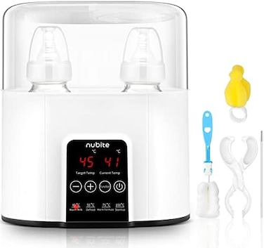 nubite Double Bottle Warmer 24H Constant Mode for Baby Milk Breastmilk and Formula, Baby Food Heater Water Warmer for Twins, LCD Display Accurate Temperature Control.