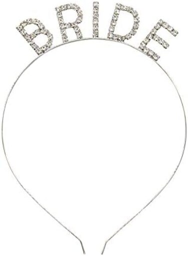 AUEAR, Rhinestone Bride Headband Elegant Bride Crown Bachelorette Party Headbands (Silver.