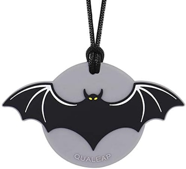 QUALEAP Bat-Man Chew Necklace for Kids, Boys or Girls - Sensory Oral Motor Aids Teether Toys for Autism, ADHD, Baby Nursing or Special Needs- Reduces Chewing Biting Fidgeting for Kids Adult Chewers.
