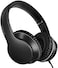 LORELEI X6 Over-Ear Headphones with Microphone, Lightweight FoldablePortable Stereo Bass Headphones with 1. 45M No-Tangle, Wired Headphones for Smartphone Tablet MP3 / 4 (Space Black.