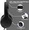 LORELEI X6 Over-Ear Headphones with Microphone, Lightweight FoldablePortable Stereo Bass Headphones with 1. 45M No-Tangle, Wired Headphones for Smartphone Tablet MP3 / 4 (Space Black.