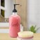 Cornucopia Brands Glass Pump Soap Dispenser Bottles (Set of 2, 16oz; Clear Glass Pre-Labeled in Decorative Script with Hands and Dishes, BPA-Free Black Plastic Pump Tops.