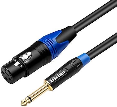 DISINO Female XLR to 1/4 Inch (6. 35mmTS Mono Jack Microphone Cable, Unbalanced 3 Pin XLR Female to Quarter inch TS Plug Mic Cord for Dynamic Microphone - 10 Feet/3 Meters.