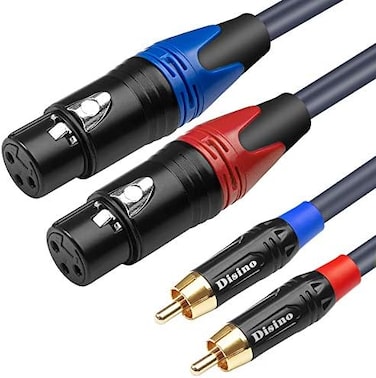DISINO Dual Female XLR to Dual RCA Cable, Heavy Duty 2-XLR Female to 2 RCA/Phone Plug Male HiFi Stereo Audio Connection Microphone Cable Interconnect Lead Wire - 5 Feet /1. 5 Meters.