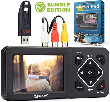 ClearClick Video to Digital Converter 2. 0 (Second Generation- Record Video from VCR's, VHS Tapes, AV, RCA, Hi8, Camcorder, DVD, Gaming Systems (Bundle Edition.