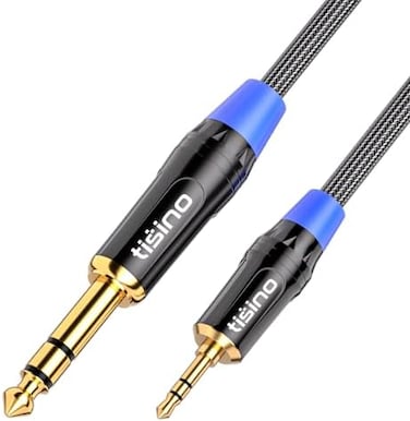 Tisino Mini Jack to Jack Stereo Audio Cable, Nylon Braid 3. 5mm to 6. 35mm TRS Stereo Jack Cable Interconnect Patch Lead Cord for Guitar, Laptop, Speaker, Amplifiers - 1m.
