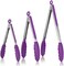 U-Taste 315℃ Heat Resistant Kitchen Tongs: 182330 cm Silicone Cooking Tong Set with Non Stick Rubber Tips and Silicon Coated 18/8 Stainless Steel Handle for Serving Grilling Salad(Purple.