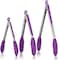 U-Taste 315℃ Heat Resistant Kitchen Tongs: 182330 cm Silicone Cooking Tong Set with Non Stick Rubber Tips and Silicon Coated 18/8 Stainless Steel Handle for Serving Grilling Salad(Purple.