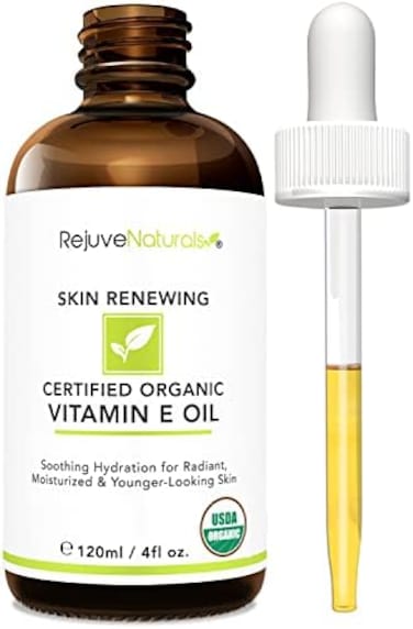 RejuveNaturals Vitamin E Oil - 100% All NaturalUSDA Organic (LARGE 4oz BottleRepair Dry, Damaged Skin from SurgeryAcne, Age SpotsWrinkles. For Radiant, HydratedYouthful Skin. FaceBody Moisturizer.