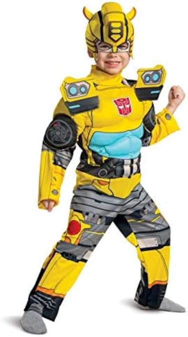 Disguise Bumblebee Costume, Toddlers Muscle Transformer Costumes for Boys, Padded Character Jumpsuit, Toddler Size Medium (3T-4TYellow (104909M.