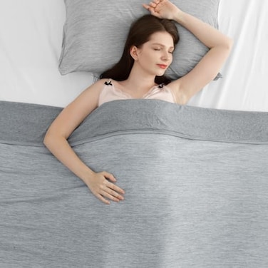 Elegear Cooling Blanket, Revolutionary Queen Size Summer Blanket, Absorbs Body Heat to Keep Cool on Hot Nights, Q-Max 0. 4 Cooling Fiber,100% Cotton Backing Blanket - Grey, 78"x86".
