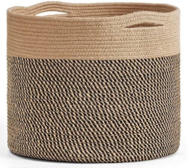 Goodpick Large Cotton Rope Basket 15. 8"x15. 8"x13. 8" Wicker Basket for Blankets, Toy Storage for Living Room, Jute.