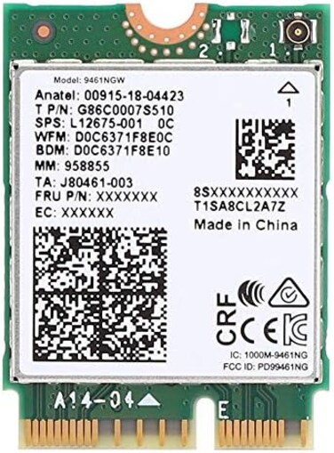 Wendry Network Card,Intel 9461NGW Wireless Network Card,Bluetooth 5. 0 Network Card,Support 2. 4G / 5G Network(M. 2 Interface,433Mbps.