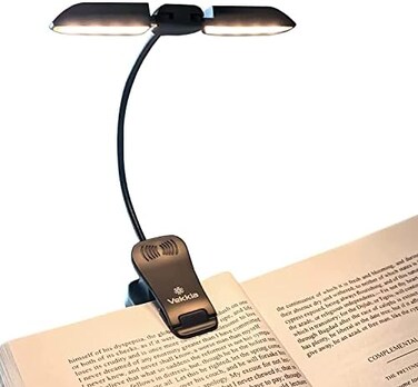 Vekkia 14 LED Rechargeable Book-Light for Reading at Night in Bed,Warm/White Reading Light with Clamp,180Adjustable Mini Clip on Light,Lightweight Eye Care Book Light Perfect for ReadersKids.