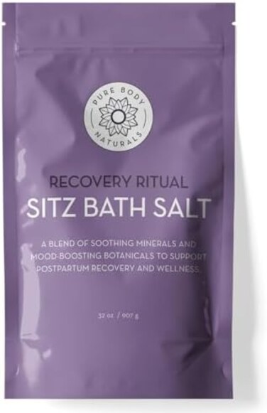 Pure Body Naturals (950ml- Sitz Bath Salt - Postpartum Care and Hemorrhoid Treatment - Natural Sitz Bath Soak with Epsom Salt, Dead Sea Salt, Essential Oil for Self Care and Hemmoroid Treatment, 950ml