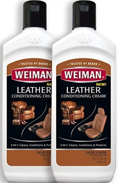 Weiman 3 in 1 Deep Leather Conditioner Cream (2 Pack- Restores Leather Surfaces - Use on Leather Furniture, Car Seats, Shoes, Bags, Jackets, Saddles.