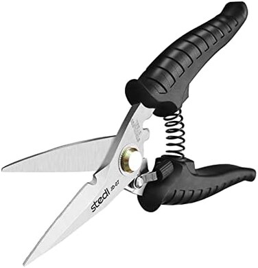 stedi Kosiy Scissors Heavy Duty, Multi-Purpose Shears with Finely Serrated High Carbon Stainless Steel Blades - Easy Cutting Electrical Cable Notch, Insulation, Non-Slip Comfortable Handle, Soft Cable