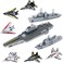 deAO Model Military Naval Ship Aircraft Carrier Toy Play Set with Small Scale Model Planes, Battleship and Supply Ship Included.