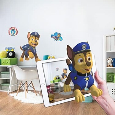 WALL PALZ Nickelodeon Paw Patrol Decal - Chase Stickers for Kids with 3D Augmented Reality Interaction - Kids Decals Paw Patrol Stickers - Measures 17" Wide 24" Tall - Proudly Made in The USA.