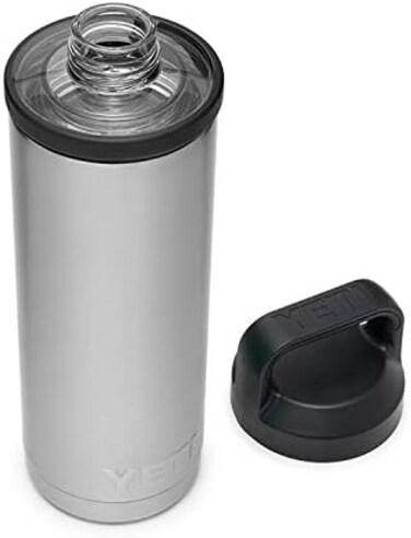 زجاجة YETI Rambler سعة 18 أونصة، معزولة بتفريغ الهواء، مصنوعة من الفولاذ المقاوم للصدأ مع غطاء للشرب السريع، مصنوعة من الفولاذ المقاوم للصدأ.