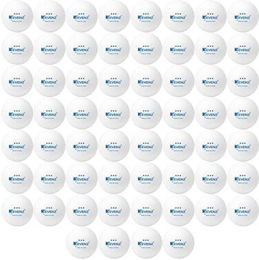 KEVENZ 3 Star Ping Pong Balls, 60 Pack Advanced Table Tennis Balls, Bulk Outdoor and Indoor Ping-Pong Balls for Training, Competition and More, White.