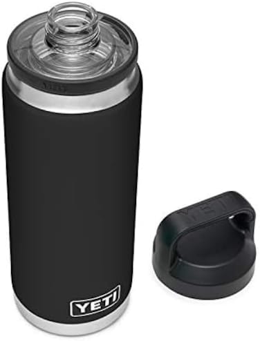 YETI Rambler 26 oz Bottle, Vacuum Insulated, Stainless Steel with Chug Cap, Black.