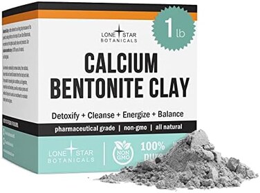 Lone Star Botanicals Calcium Bentonite Clay Healing Powder - Pure Pharmaceutical, Better Than Food Grade - Face, BodyHair Mask, for Internal Use, Natural Mud Masks, Deep Pore Cleansing for HealthBeaut