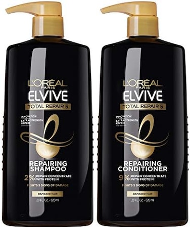 L'Oreal Paris L&rsquo;Or&eacute;al Paris L'Oreal Elvive Total Repair 5 Repairing Shampoo and Conditioner for Damaged Hair, 28 Ounce (Set of 2.
