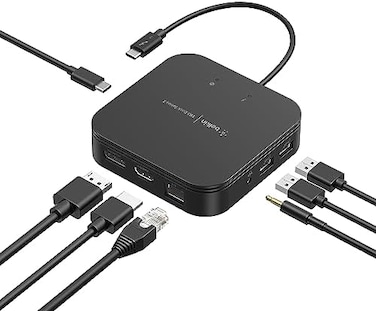 Belkin Thunderbolt 3 Dock Core مع كابل Thunderbolt 3 (Thunderbolt Dock لنظامي التشغيل Mac وWindows، دقة 4K مزدوجة بمعدل 60 هرتز، سرعات نقل بيانات 40 جيجابت في الثانية، شحن 60 واط من المصدر (F4U110bt).