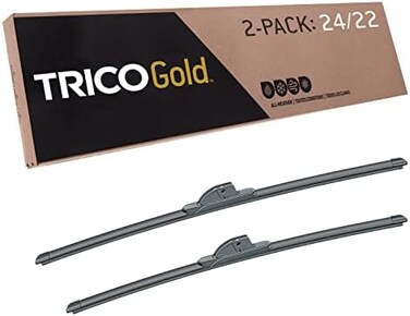 Trico Gold (18-24222422 بوصة عبوة من 2 شفرات مساحات زجاج أمامي بديلة لسيارتي، شفرة شعاعية فائقة الجودة لجميع الأحوال الجوية لطرازات سيارات مختارة).