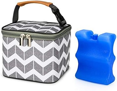 BABEYER Insulated Bottle Bag with Ice Pack Fits 4 Large Baby Bottles Up to 5 Ounce, Cooler Bag Great for Nursing Mom Daycare.