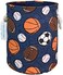 LANGYASHAN Laundry Basket Canvas Collapsible Organizer Storage Basket for Boys Girls Laundry Hamper Toy Bins Gift Baskets Bedroom Clothes Children Nursery (Navy Ball Game.