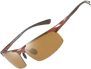 Duco Sunglasses Men Polarized Sunglasses Carbon Fiber Brown Sports Sunglasses For Golfing Fishing Driving UV400 Protection DC8277.