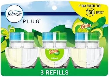 Febreze Plug In Air Freshener, Odor-Fighting Scented Oil Refill, Air Fresheners for Home and Bathroom and Kitchen, Long Lasting for Strong Odors, Gain Original Scent, 0. 87oz Refills, 3 Count.
