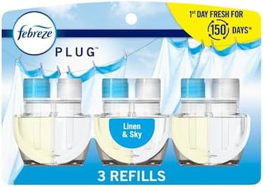 Febreze Odor-Fighting Fade Defy PLUG Air Freshener Refill, LinenSky, (3. 87 fl. oz. Oil Refills.