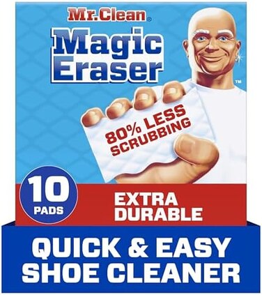Mr. Clean Magic Eraser, Extra Durable Pro Version, Shoe, Bathroom, and Shower Cleaner, Cleaning Pads with Durafoam, 10 Count.