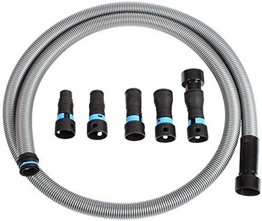 خرطوم Cen-Tec Systems 94698 Quick Click بطول 10 أقدام للمكانس المنزلية والتجارية مع مجموعة محولات أدوات الطاقة متعددة العلامات التجارية الموسعة لجمع الغبار، فضي.