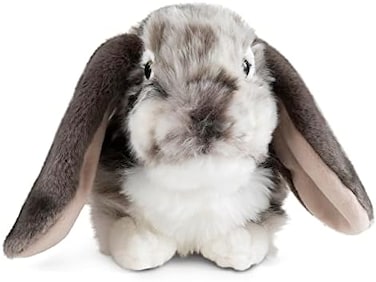Living Nature Grey Dutch Lop Eared Rabbit Stuffed AnimalFluffy Rabbit AnimalSoft Toy Gift for Kids10 inches.