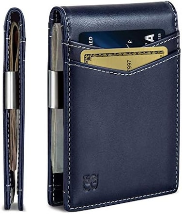 SERMAN BRANDS Money Clip Wallet - Mens Wallets slim Front Pocket RFID Blocking Card Holder Minimalist Mini Bifold.