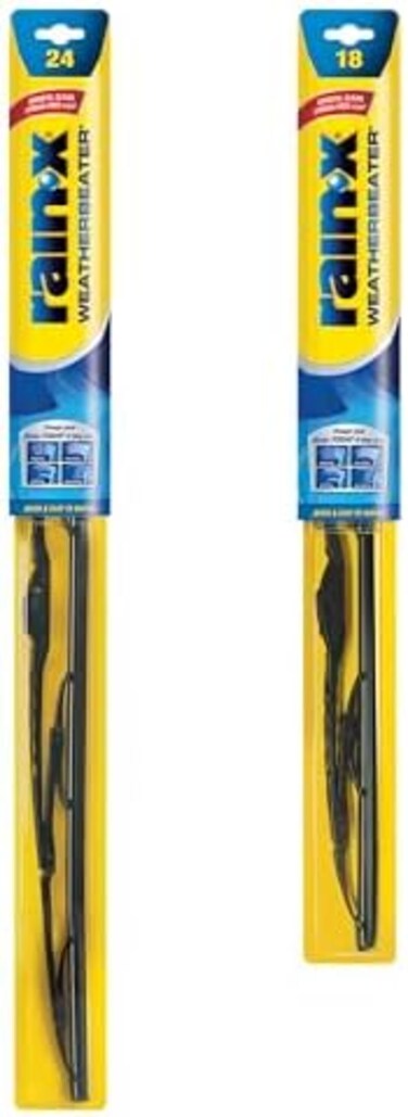 شفرة ماسحة الزجاج الأمامي التقليدية Rain-X 820148 WeatherBeater لجميع الفصول بجودة OEM - 24 بوصة و 18 بوصة (عبوة كومبو).
