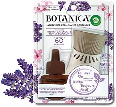 Air Wick Botanica Plug in Scented Oil Starter Kit, 1 Warmer1 Refill, French Lavender and Honey Blossom, Freshener, Essential Oils.