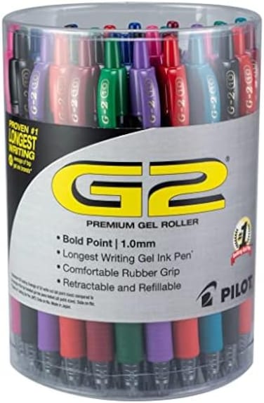 Pilot G2 Premium RefillableRetractable Rolling Ball Gel Pens, Bold Point, Assorted Color Inks, 36 Count Tub (14563.