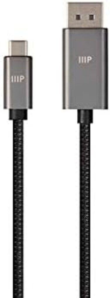 Monoprice Bidirectional USB Type-C to DisplayPort 1. 4 Cable - 4K@60Hz, Easy Plug and Play, Nylon-Braided Jacket, 6 Feet, Black.