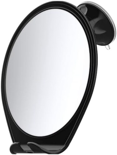 HONEYBULL Anti Fog Shaving MirrorShower Mirror, Stick on Mirror for Shaving with Suction CupSwivel (Black.