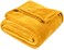 PAVILIA Mustard Yellow Fleece Throw Blanket for Couch, Gold Soft Fuzzy Flannel Throw for Sofa, Luxury Plush Microfiber Bed Blanket, Cozy Home Decorative Velvet Gift Blanket, 50x60.